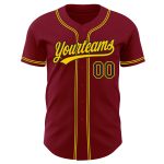 Custom Baseball Jersey - Authentic Crimson Black Gold Design Custom Crimson Black-Gold Authentic Baseball Jersey - Image 2