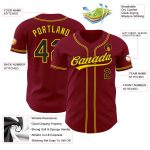 Custom Baseball Jersey - Authentic Crimson Black Gold Design Custom Crimson Black-Gold Authentic Baseball Jersey - Image 3