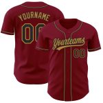 Custom Crimson Black Gold Baseball Jersey - Authentic Baseball Gear Custom Crimson Black-Old Gold Authentic Baseball Jersey