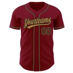 Custom Crimson Black Gold Baseball Jersey - Authentic Baseball Gear Custom Crimson Black-Old Gold Authentic Baseball Jersey - Image 2