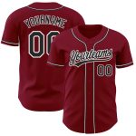 Custom Crimson Black and White Baseball Jersey - Authentic Design, Great Fit Custom Crimson Black-White Authentic Baseball