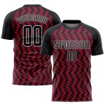 Custom Sublimation Soccer Uniform Jersey - Crimson Black and White Custom Crimson Black-White Sublimation Soccer Uniform