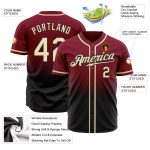 Crimson Cream-Black Custom Fade Authentic Baseball Jersey for Men Custom Crimson Cream-Black Authentic Fade Fashion Baseball - Image 2