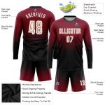 Crimson Cream-Black Fade Soccer Uniform Jersey - Custom Long Sleeve Sublimation Apparel Custom Crimson Cream-Black Sublimation - Image 3