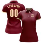 Custom Crimson Performance Golf Polo Shirt - High-Quality Breathable Fabric Custom Crimson Cream Performance Golf Polo Shirt - Image 2