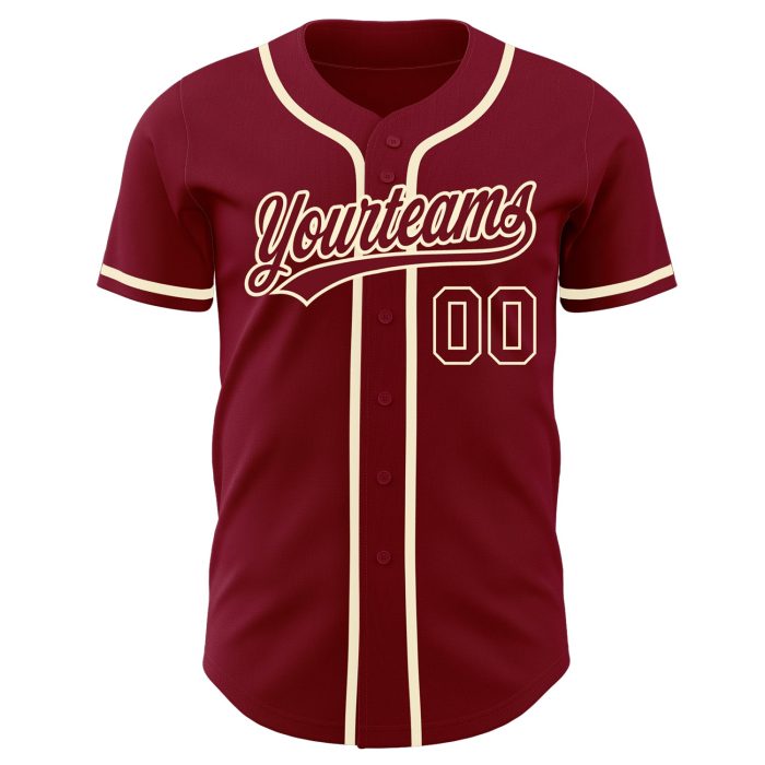 Custom Crimson Cream Baseball Jersey - Authentic Team Gear for Fans Custom Crimson Crimson-Cream Authentic Baseball Jersey - Image 2