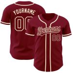 Custom Crimson Cream Baseball Jersey - Authentic Team Gear for Fans Custom Crimson Crimson-Cream Authentic Baseball Jersey