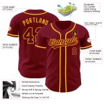 Custom Crimson Gold Authentic Baseball Jersey - Style 9283 Custom Crimson Crimson-Gold Authentic Baseball Jersey Style 9283 - Image 3
