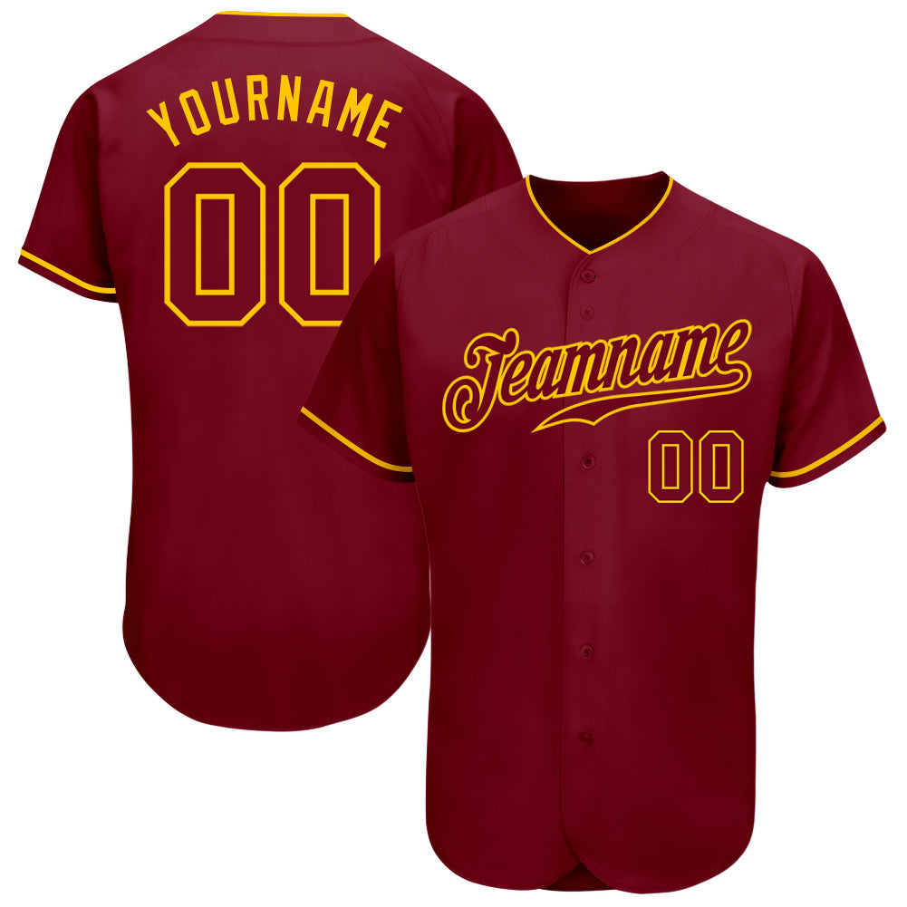 Custom Crimson-Gold Authentic Baseball Jersey - Personalized Team Jersey Custom Crimson Crimson-Gold Authentic Baseball Jersey