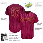 Custom Crimson-Old Gold 3D Pattern Baseball Jersey - Authentic Design Custom Crimson Crimson-Old Gold 3D Pattern Design Authentic - Image 3