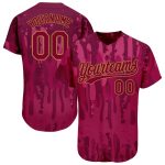 Custom Crimson-Old Gold 3D Pattern Baseball Jersey - Authentic Design Custom Crimson Crimson-Old Gold 3D Pattern Design Authentic