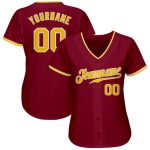 Custom Crimson Gold White Baseball Jersey - Authentic Design for Sports Fans Custom Crimson Gold-White Authentic Baseball - Image 2