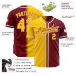 Custom Crimson Gold White Authentic Fade Baseball Jersey - Stylish Fashion Athletic Wear Custom Crimson Gold-White Authentic - Image 2
