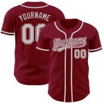 Custom Baseball Jersey - Authentic Crimson Gray-White Design, Perfect for Fans Custom Crimson Gray-White Authentic Baseball