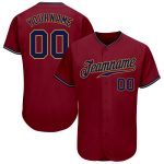 Custom Crimson Navy Gold Baseball Jersey - Authentic Design for Fans Custom Crimson Navy-Old Gold Authentic Baseball Jersey