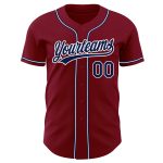 Custom Baseball Jersey - Authentic Crimson Navy White Design Custom Crimson Navy-White Authentic Baseball Jersey - Image 2