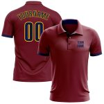 Custom Performance Golf Polo Shirt - Crimson with Navy and Yellow Colors Custom Crimson Navy-Yellow Performance Golf Polo