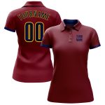 Custom Performance Golf Polo Shirt - Crimson with Navy and Yellow Colors Custom Crimson Navy-Yellow Performance Golf Polo - Image 2