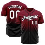 Custom Crimson Black Fade Baseball Jersey - Authentic Fashion Style Custom Crimson White-Black Authentic Fade Fashion Baseball
