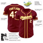 Custom Authentic Baseball Jersey in Crimson White and Gold Colors Custom Crimson White-Gold Authentic Baseball Jersey - Image 3