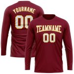 Crimson White-Gold Performance Long Sleeve T-Shirt - Customizable Fitness Tee Custom Crimson White-Gold Long Sleeve Performance - Image 2