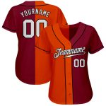 Custom Baseball Jersey - Authentic Crimson White Orange Black Split Fashion Design Custom Crimson White Orange-Black Authentic - Image 2