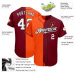 Custom Baseball Jersey - Authentic Crimson White Orange Black Split Fashion Design Custom Crimson White Orange-Black Authentic - Image 3