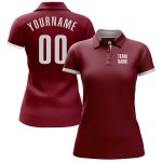 Custom Performance Golf Polo Shirt in Crimson and White for Men Custom Crimson White Performance Golf Polo Shirt - Image 2
