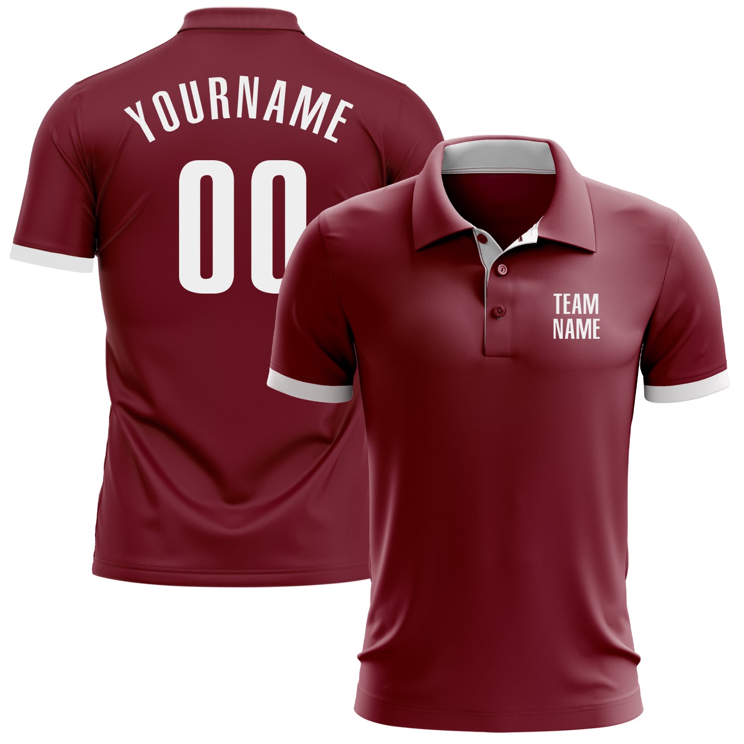 Custom Performance Golf Polo Shirt in Crimson and White for Men Custom Crimson White Performance Golf Polo Shirt