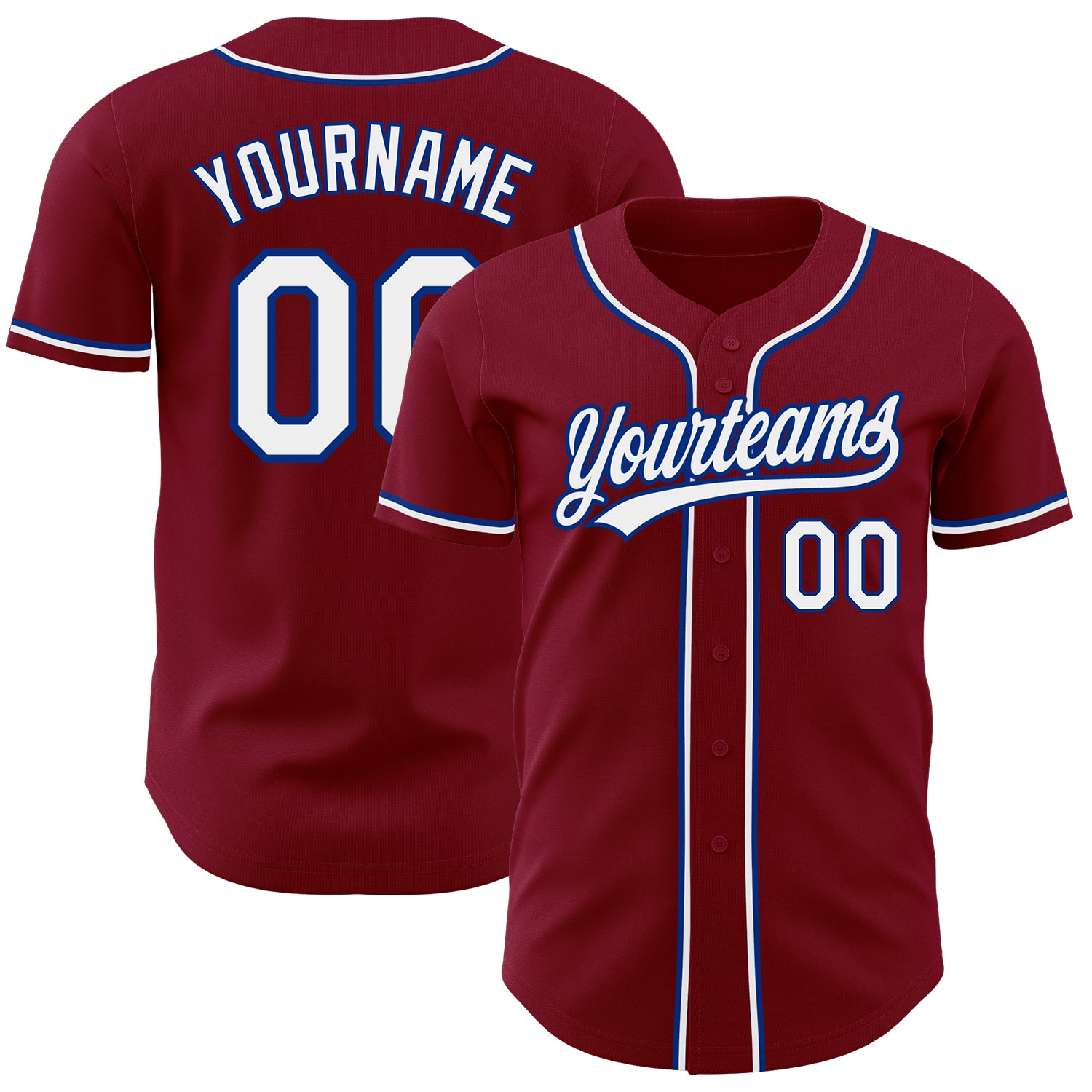 Custom Crimson White-Royal Baseball Jersey - Authentic Sports Apparel Custom Crimson White-Royal Authentic Baseball Jersey