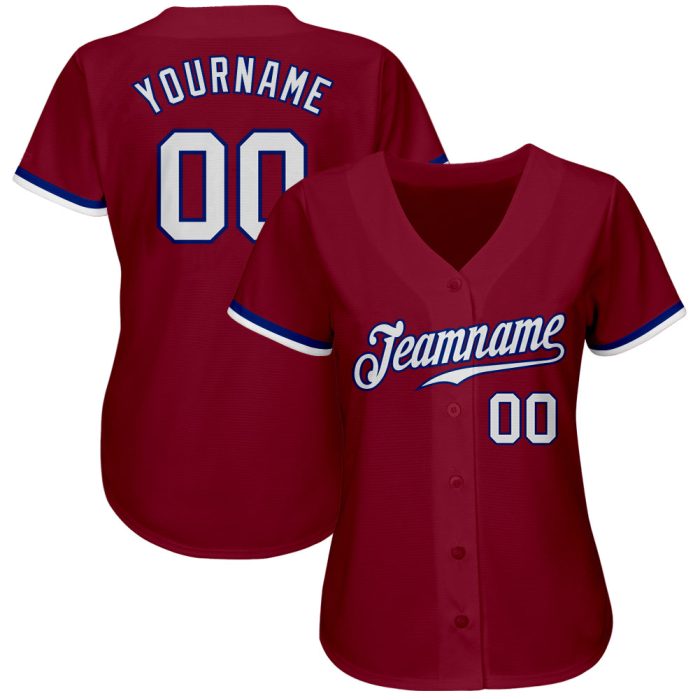 Custom Baseball Jersey - Crimson White-Royal Authentic Style 5530 Custom Crimson White-Royal Authentic Baseball Jersey Style - Image 2