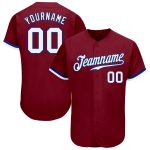 Custom Baseball Jersey - Crimson White-Royal Authentic Style 5530 Custom Crimson White-Royal Authentic Baseball Jersey Style