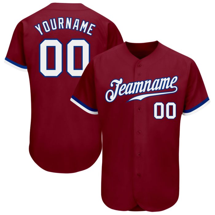 Custom Baseball Jersey - Crimson White-Royal Authentic Style 5530 Custom Crimson White-Royal Authentic Baseball Jersey Style - Image 1