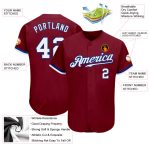 Custom Baseball Jersey - Crimson White-Royal Authentic Style 5530 Custom Crimson White-Royal Authentic Baseball Jersey Style - Image 3