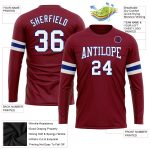 Crimson White-Royal Long Sleeve Performance Shirt - Customizable Athletic Tee Custom Crimson White-Royal Long Sleeve Performance - Image 3