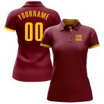 Custom Performance Golf Polo Shirt in Crimson Yellow for Men and Women Custom Crimson Yellow Performance Golf Polo Shirt - Image 2