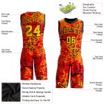 Gold-Orange Basketball Jersey Sublimation Custom Figure Round Neck Suit Custom Figure Gold-Orange Round Neck Sublimation - Image 2