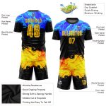 Gold-Royal Custom Soccer Jersey - Sublimation Uniform Figure Design Custom Figure Gold-Royal Sublimation Soccer Uniform Jersey - Image 3