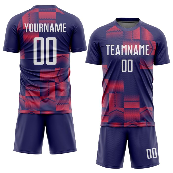 Sublimation Soccer Jersey Custom Figure White Purple Design Outfit Custom Figure White-Purple Sublimation Soccer Uniform - Image 2