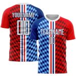 Custom Soccer Jersey Sublimation - White Royal Personalized Figure Uniform Custom Figure White-Royal Sublimation Soccer Uniform