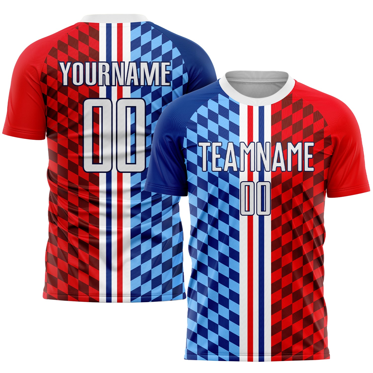 Custom Soccer Jersey Sublimation - White Royal Personalized Figure Uniform Custom Figure White-Royal Sublimation Soccer Uniform