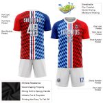 Custom Soccer Jersey Sublimation - White Royal Personalized Figure Uniform Custom Figure White-Royal Sublimation Soccer Uniform - Image 3