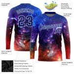 Galactic 3D Pattern Long Sleeve Performance T-Shirt - Custom White Light Blue Custom Galactic White-Light Blue 3D Pattern - Image 2