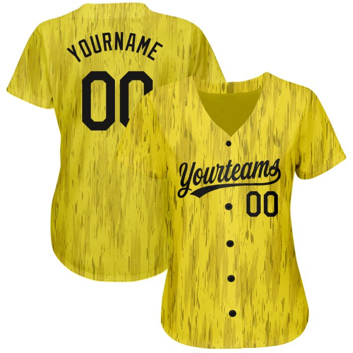 Custom Gold Black 3D Pattern Baseball Jersey - Authentic Style 2862 Custom Gold Black 3D Pattern Design Authentic Baseball - Image 2