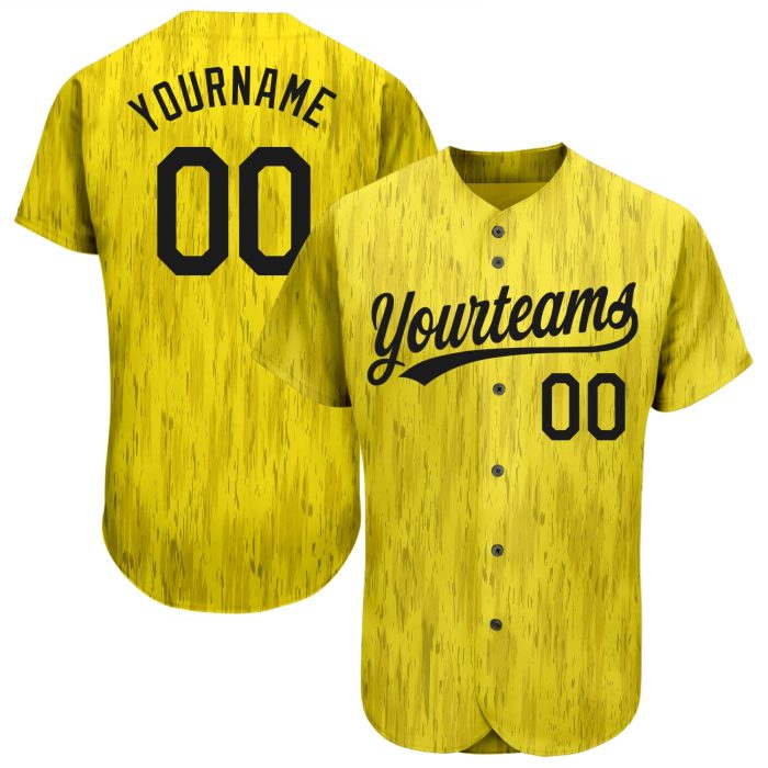 Custom Gold Black 3D Pattern Baseball Jersey - Authentic Style 2862 Custom Gold Black 3D Pattern Design Authentic Baseball - Image 1