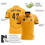 Custom Gold Black Golf Polo Shirt for Performance Wear, Lightweight and Breathable Custom Gold Black Performance Golf Polo - Image 3
