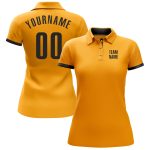 Custom Gold Black Golf Polo Shirt for Performance Wear, Lightweight and Breathable Custom Gold Black Performance Golf Polo - Image 2