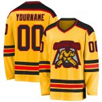 Custom Gold Black Red Hockey Jersey - Personalized Team Apparel for Fans and Players Custom Gold Black-Red Hockey Jersey