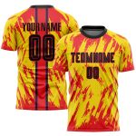 Custom Gold Black Red Soccer Jersey | Sublimation Uniform for Teams Custom Gold Black-Red Sublimation Soccer Uniform Jersey