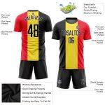 Custom Belgian Flag Soccer Jersey - Gold Black Red-White Sublimation Uniform Custom Gold Black Red-White Sublimation Belgian - Image 3